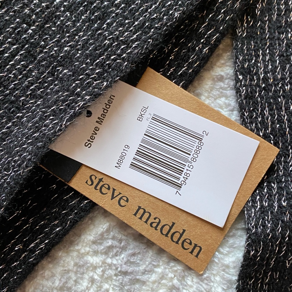 Steve Madden Black Scarf with Silver Metallic Details